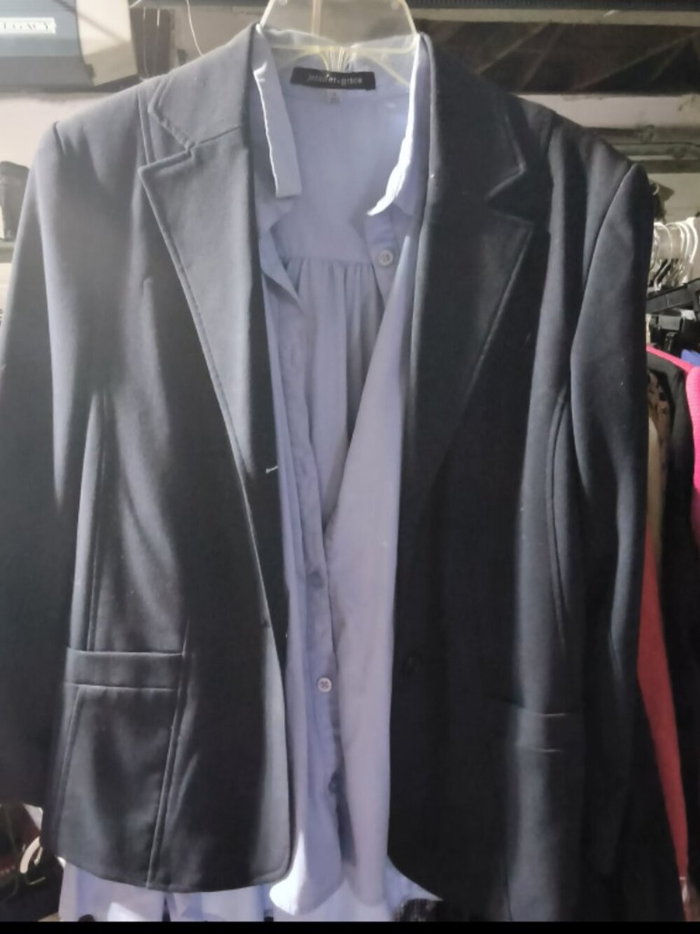 Women’s Workwear Bundle Large Black Blazer + Blue Blouse Office Outfit